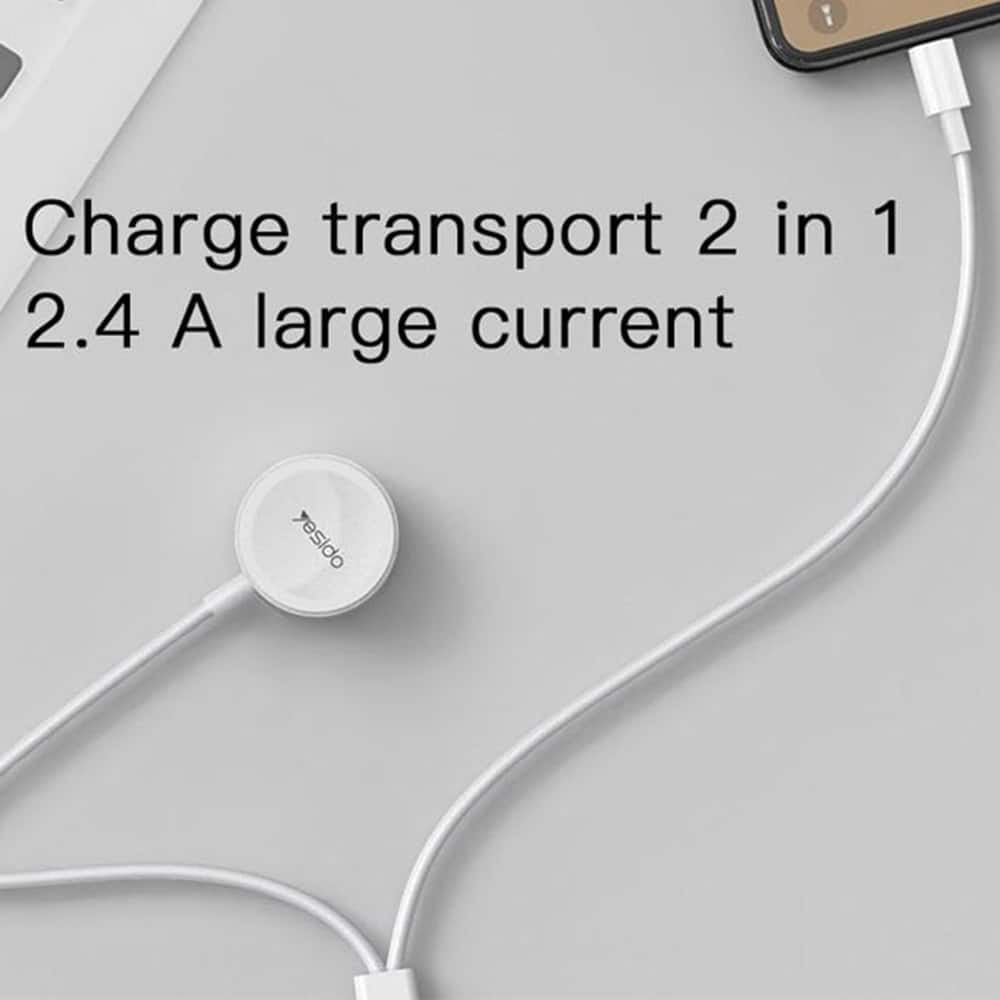 Yesido - Podatkovni kabel (CA-70) - 2v1 USB na Lightning Apple Watch 2.4A 120cm - bel