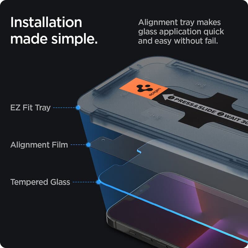 Spigen - Glas.TR EZ-FIT - iPhone 13 / 13 Pro / 14 / 16e - Prozoren