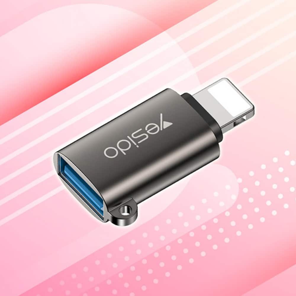 Yesido - OTG adapter (GS14) - USB 2.0 na Lightning - Plug & Play - 480 Mbps - črn