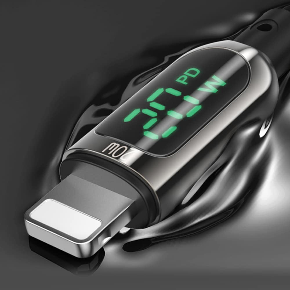 Yesido - podatkovni kabel (CA86) - Lightning na Type-C 20W 5A digitalni zaslon - 120 cm - črn