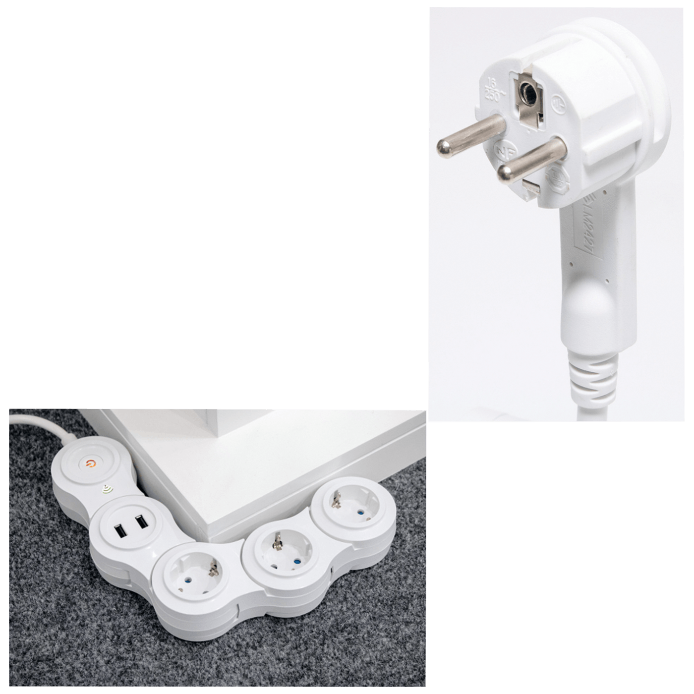home Produžni kabel,SMART,podesivi,3 utičnice,1.5mm²,USB,WiFi - NVH 03K/WIFI