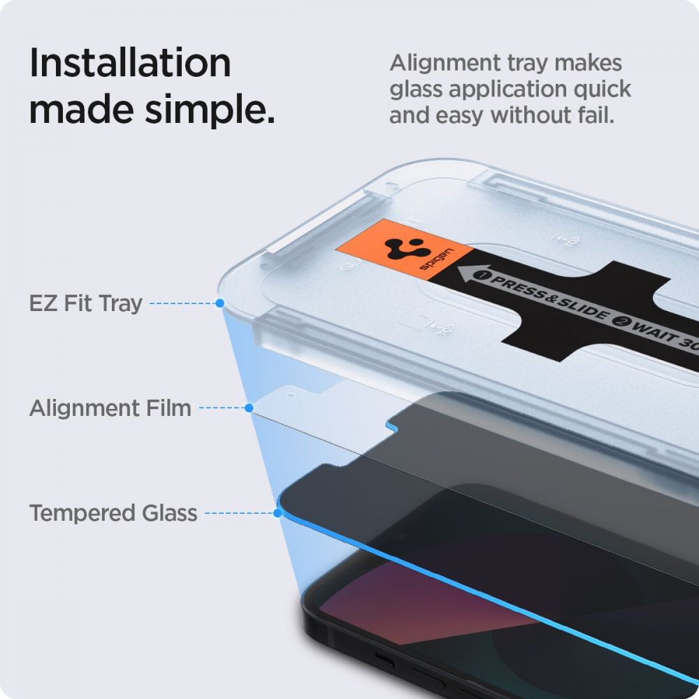 Spigen - Glas.TR EZ-FIT (2 kosa) - iPhone 13 Pro Max / 14 Plus - Zasebnost
