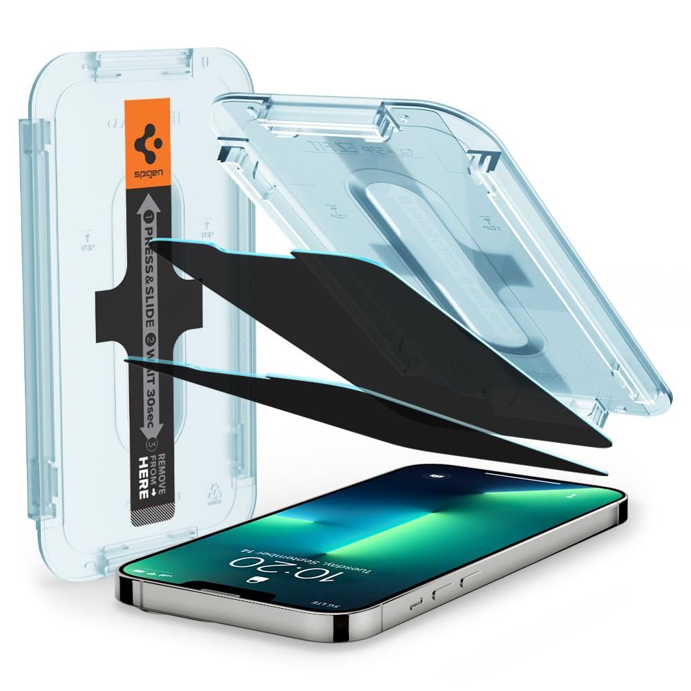 Spigen - Glas.TR EZ-FIT (2 kosa) za iPhone 13 / 13 Pro / 14 / 16e - Zasebnost