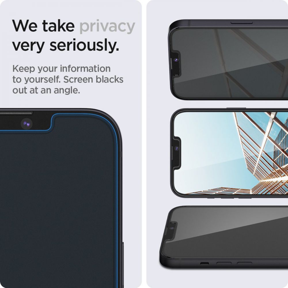 Spigen - Glas.TR EZ-FIT (2 kosa) za iPhone 13 / 13 Pro / 14 / 16e - Zasebnost