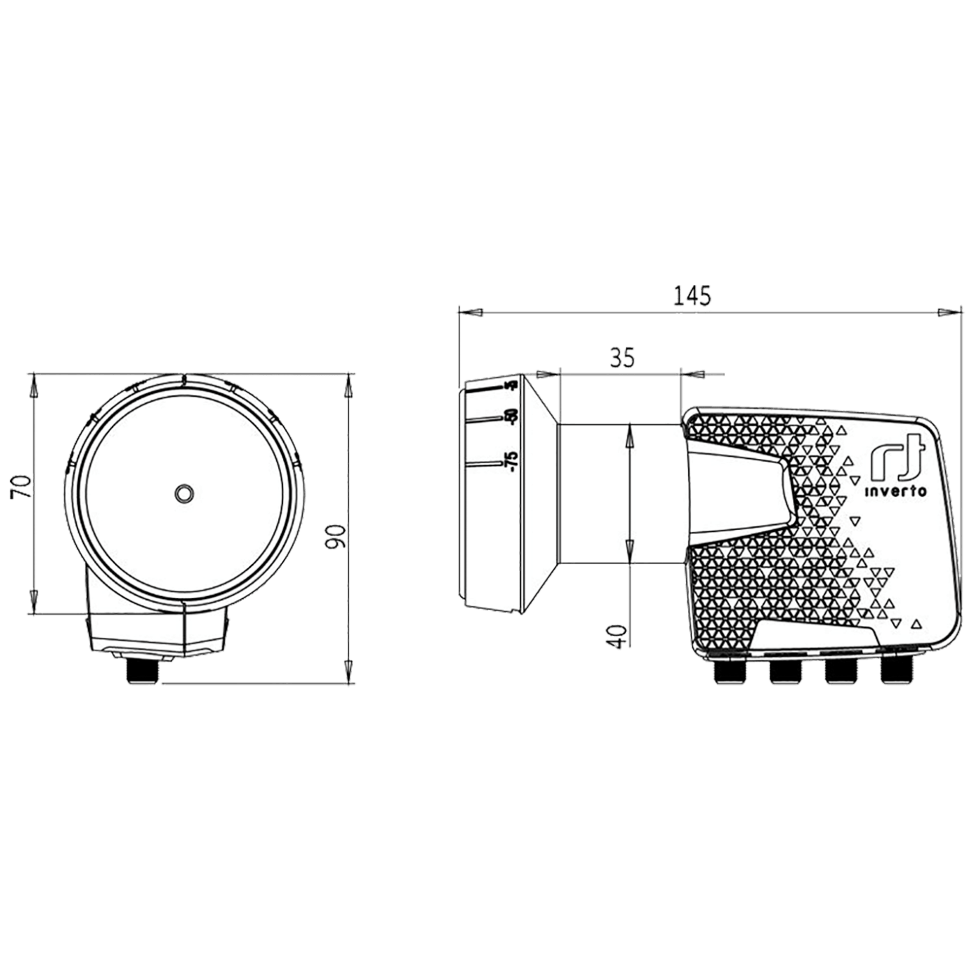 Inverto LNB Quad, šum 0,3dB, Home Pro, DVB-S2 ( HD - UHD ) - IDLH-QDL410-HMPRO-OPN