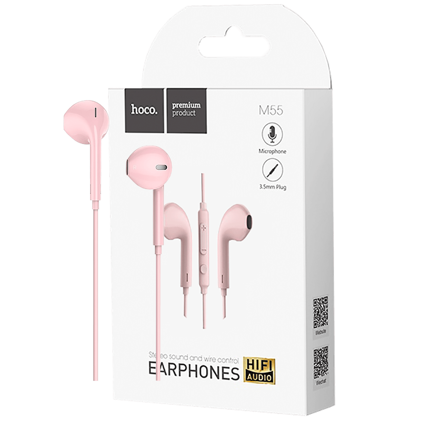 hoco. Slušalice sa mikrofonom, 3.5 mm, dužina kabela 1.2 met, pink - M55 Memory sound Pink