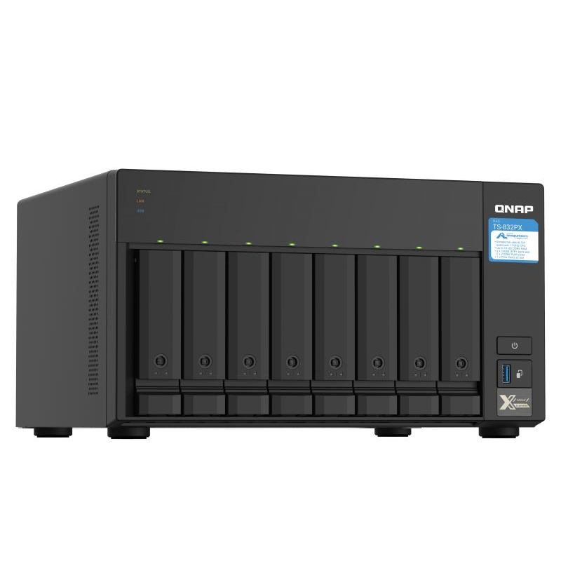QNAP TS-832PX NAS Tower Ethernet LAN veza Aluminij, Crno AL324