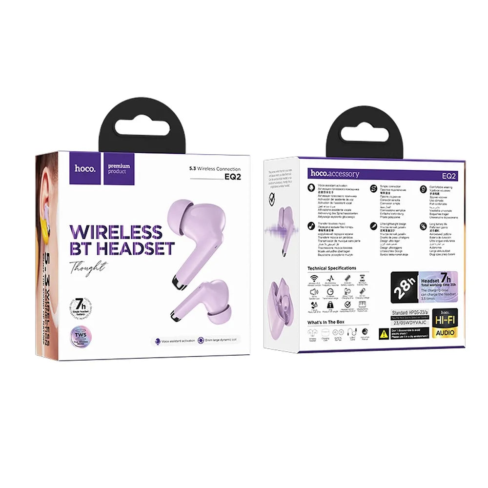 HOCO bežične/bluetooth stereo slušalice TWS Thought true EQ2 ljubičaste