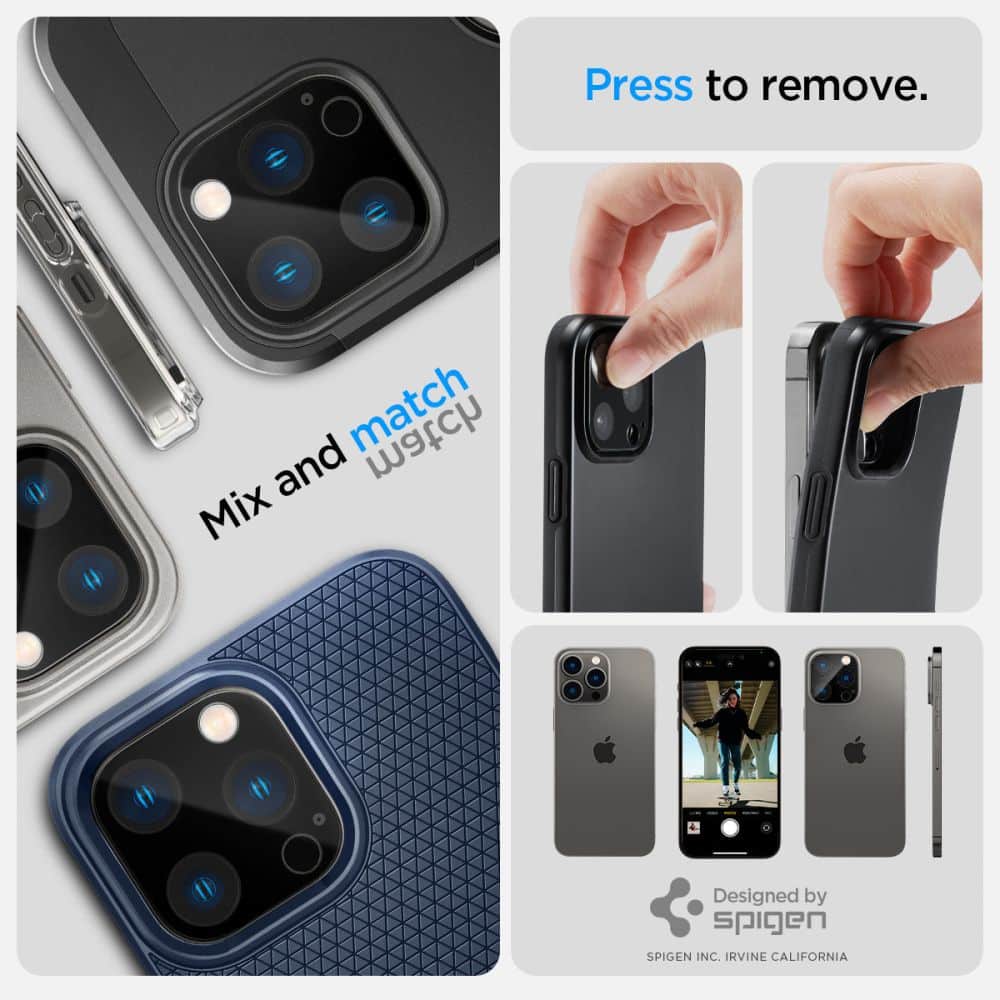SPIGEN OPTIK.TR ZAŠČITA ZA KAMERO 2-KOSOVNO PAKIRANJE IPHONE 14 PRO / 14 PRO MAX / 15 PRO / 15 PRO MAX ČRNA MASKA