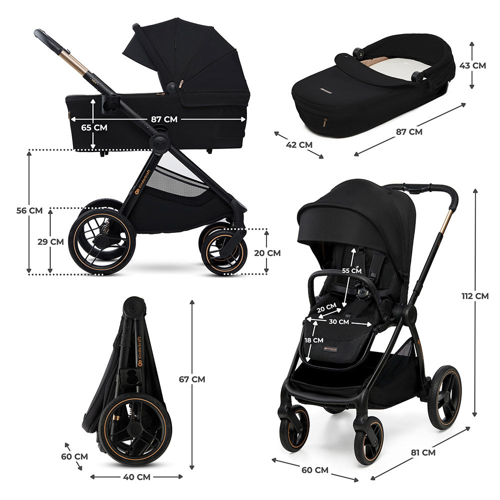 Kinderkraft dječja kolica Nea 2 4u1, Midnight Black B