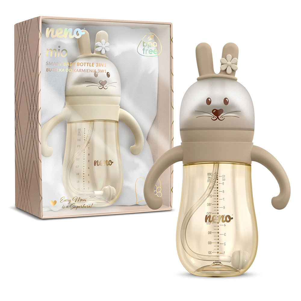 NENO MIO Rabbit 3u1 bočica za hranjenje 300 ml, Brown