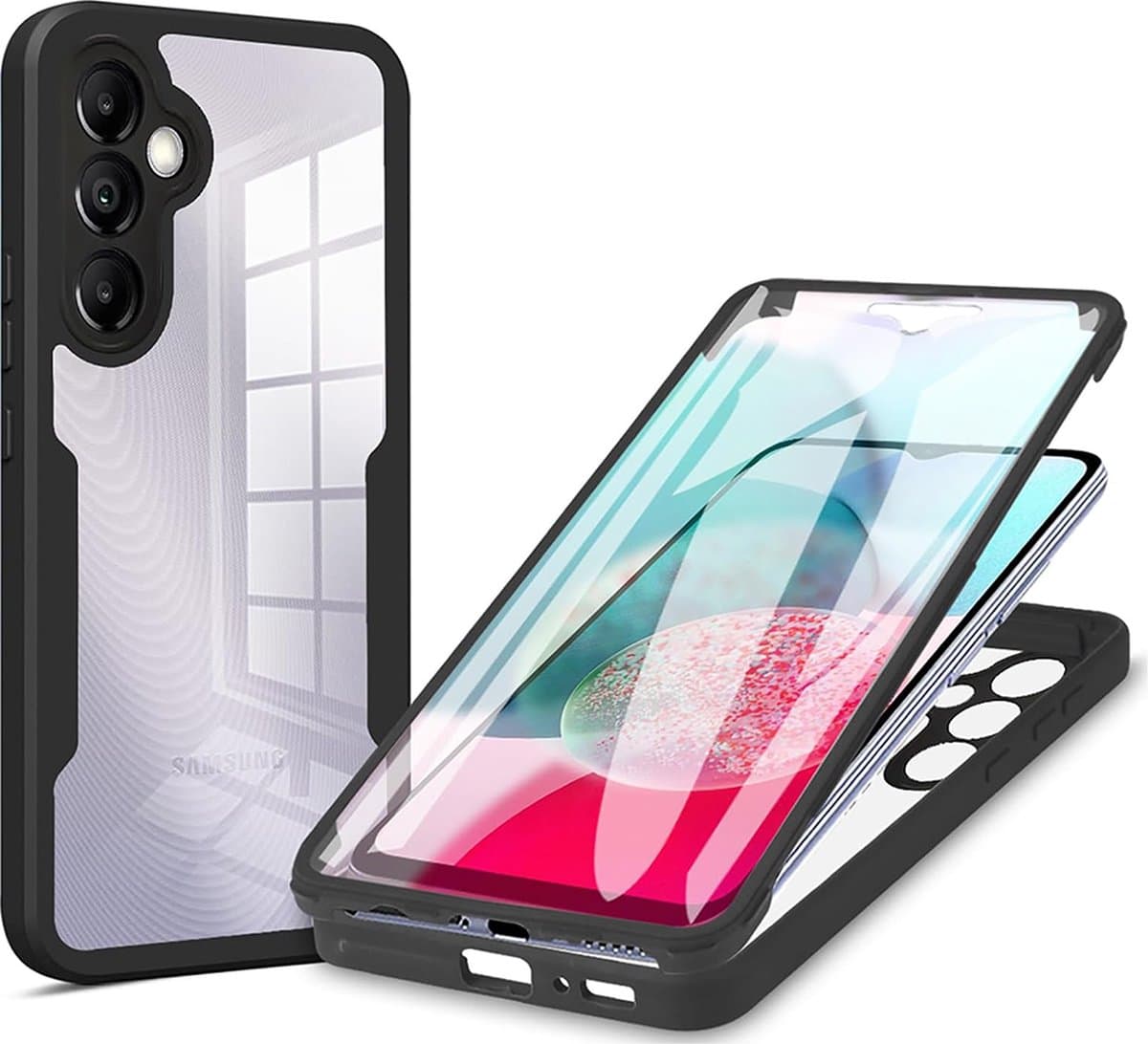 Techsuit – ColorVerse 360 ​​Series obostrana zaštitna maska za Samsung Galaxy A14 4G / A14 5G – crna
