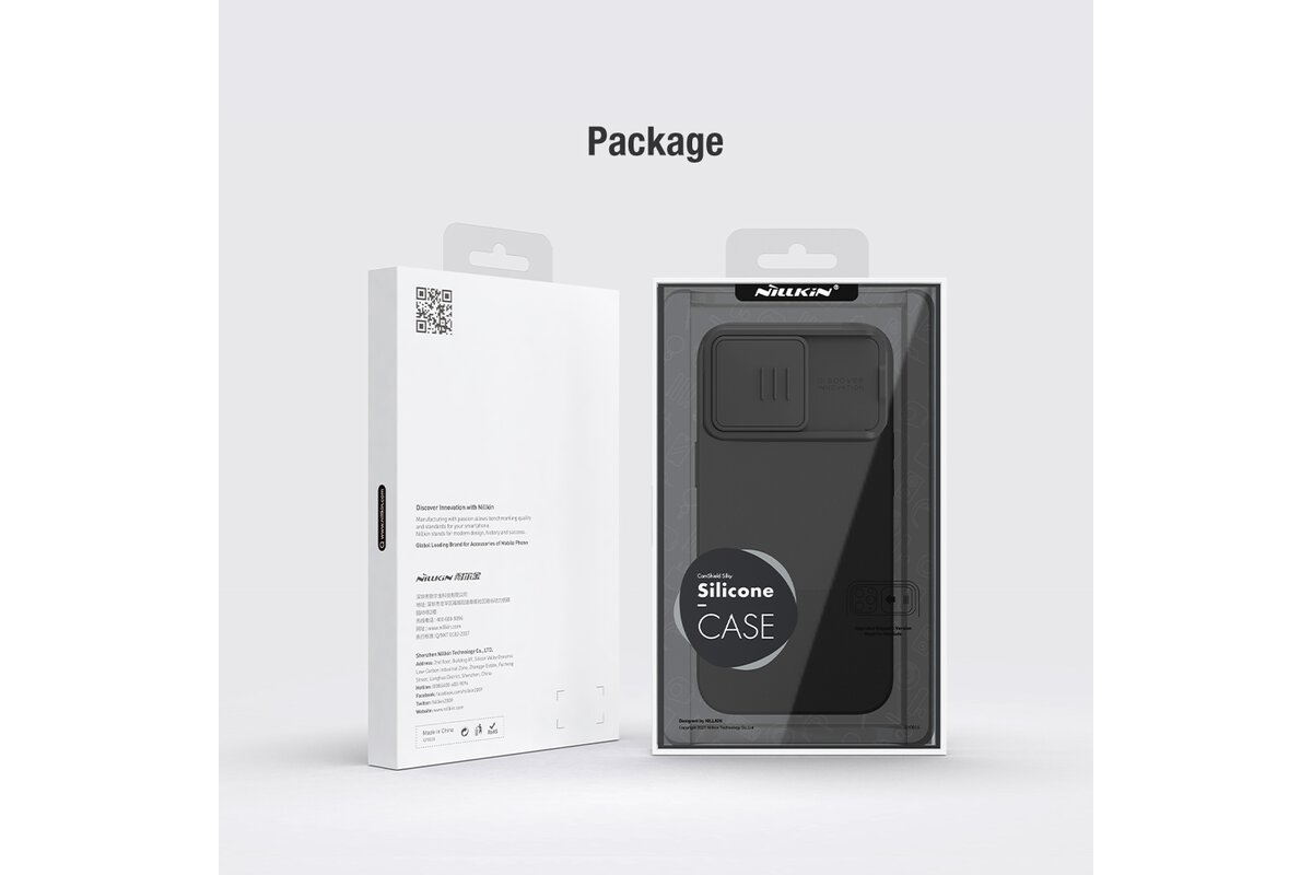 Nillkin CamShield Silky Silikonski ovitek za iPhone 15 Pro Max z zaščito za kamero - črn