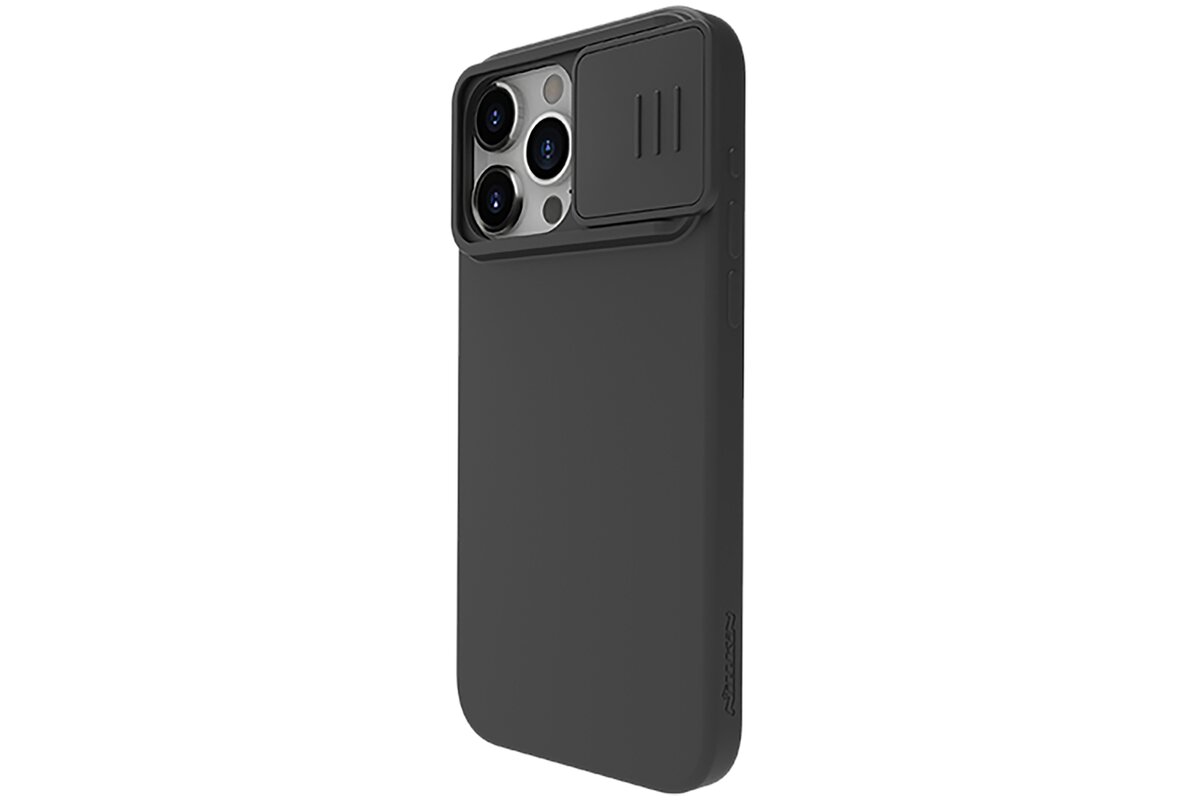 Nillkin CamShield Silky Silikonski ovitek za iPhone 15 Pro Max z zaščito za kamero - črn
