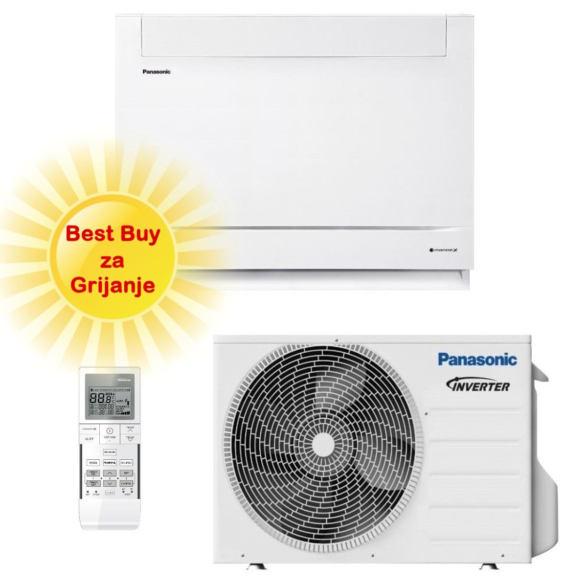 PANASONIC KLIMA UREĐAJ 2,5 kW KIT-Z25UFE - Podna/parapetna Inverter +, za prostor do 25m2, A++ energetska klasa, R-32