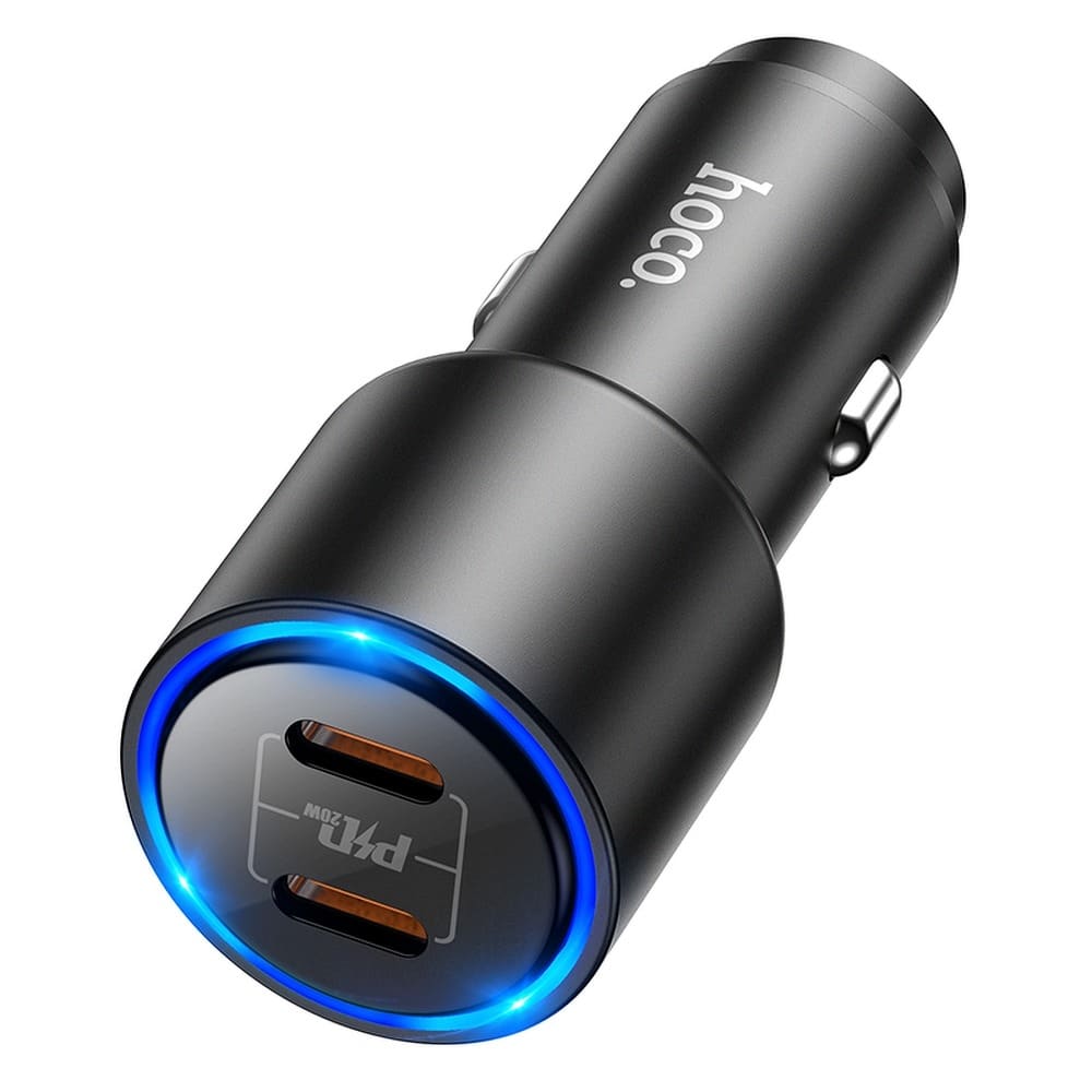 HOCO Avto polnilec (NZ3 Clear Way) - 2xUSB Type-C QC 3.0 PD 40W 3A - črn