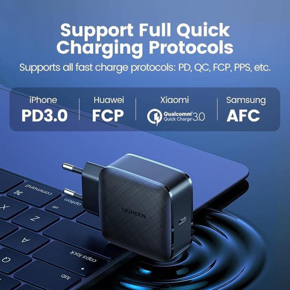 Ugreen - stenski polnilec (70817) - Type-C- PD GaN 3.0 - 65W 4A - črn