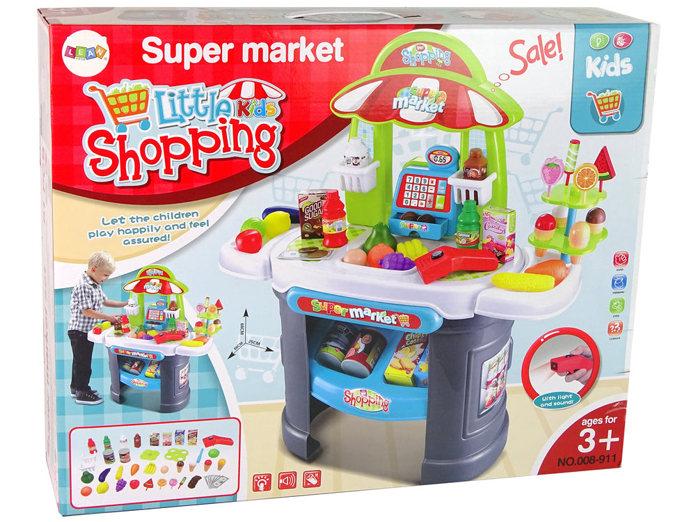Supermarket na postolju za igru sa raznim dodacima - zeleno/siva
