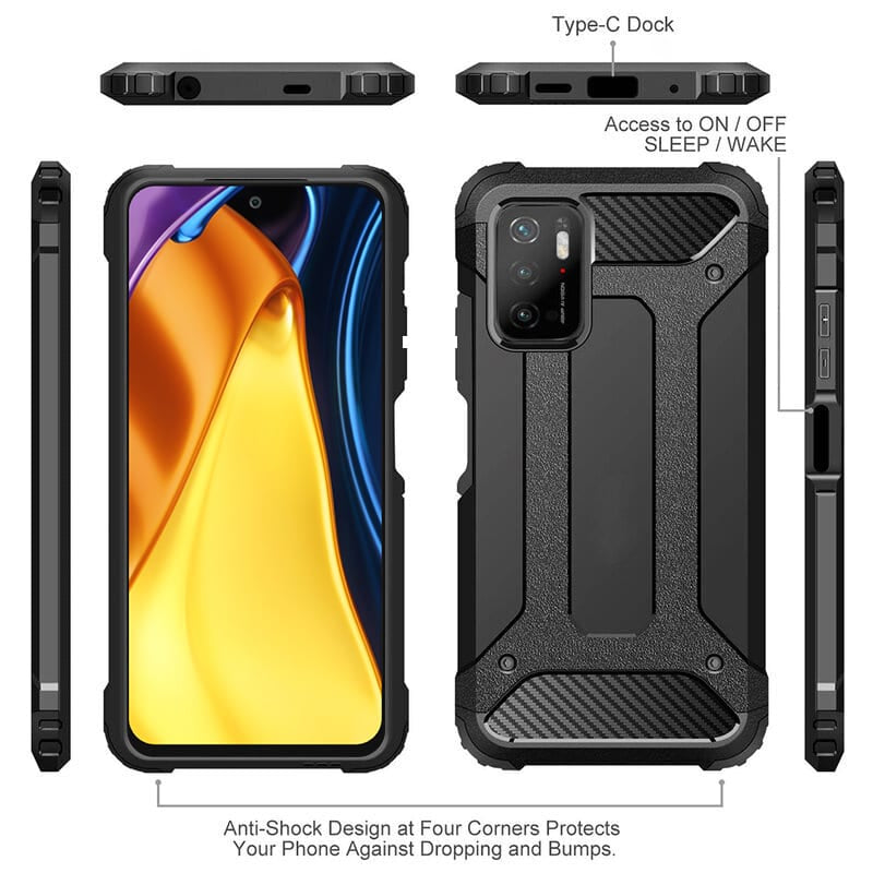 Techsuit - Hibridni ovitek - Xiaomi Redmi Note 10 5G / Poco M3 Pro 5G - črna