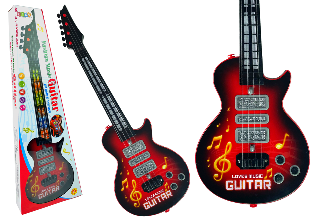 Electric Guitar Star Strings Coloured Diodes Red
