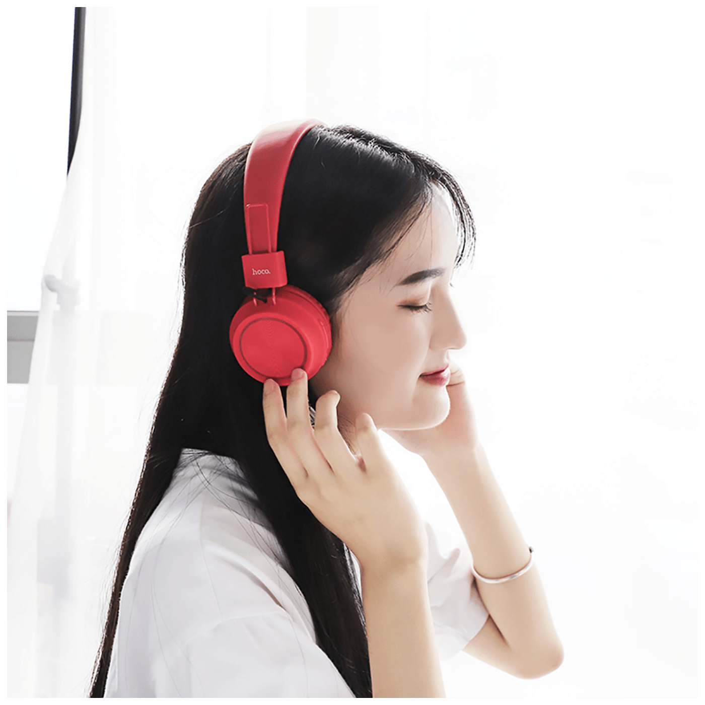 hoco. Slušalke brezžične/žične, Bluetooth, 8h delovanja, mikrofon - W25 Promise Rdeče