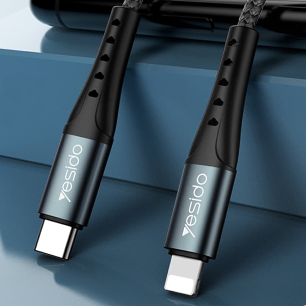 Yesido – podatkovni kabel (CA-64) – Type-C na Lightning, 18W, PD, 1,2 m – črn