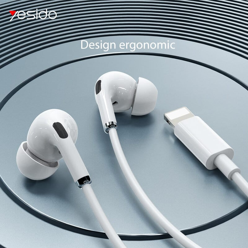Yesido - Stereo slušalke (YH-36) - In-ear, Lightning, 1,2 m - Bele