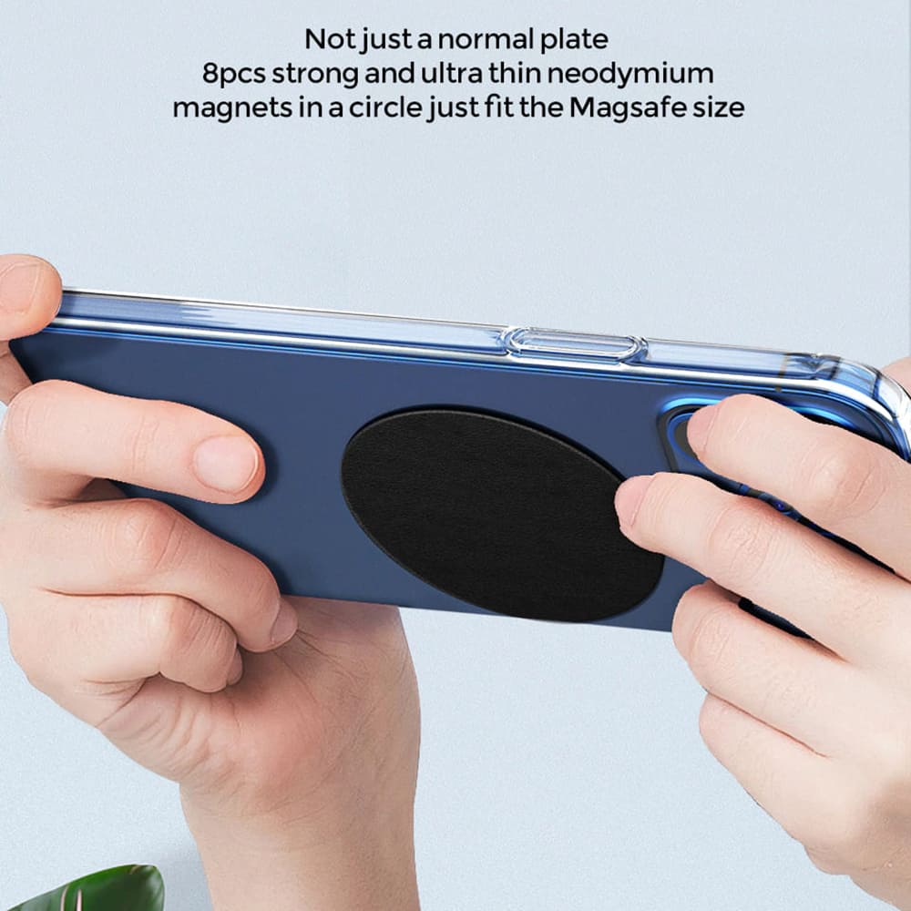 Techsuit - Kovinska plošča (MP01) z Magsafe in prevleko iz PU usnja - črna