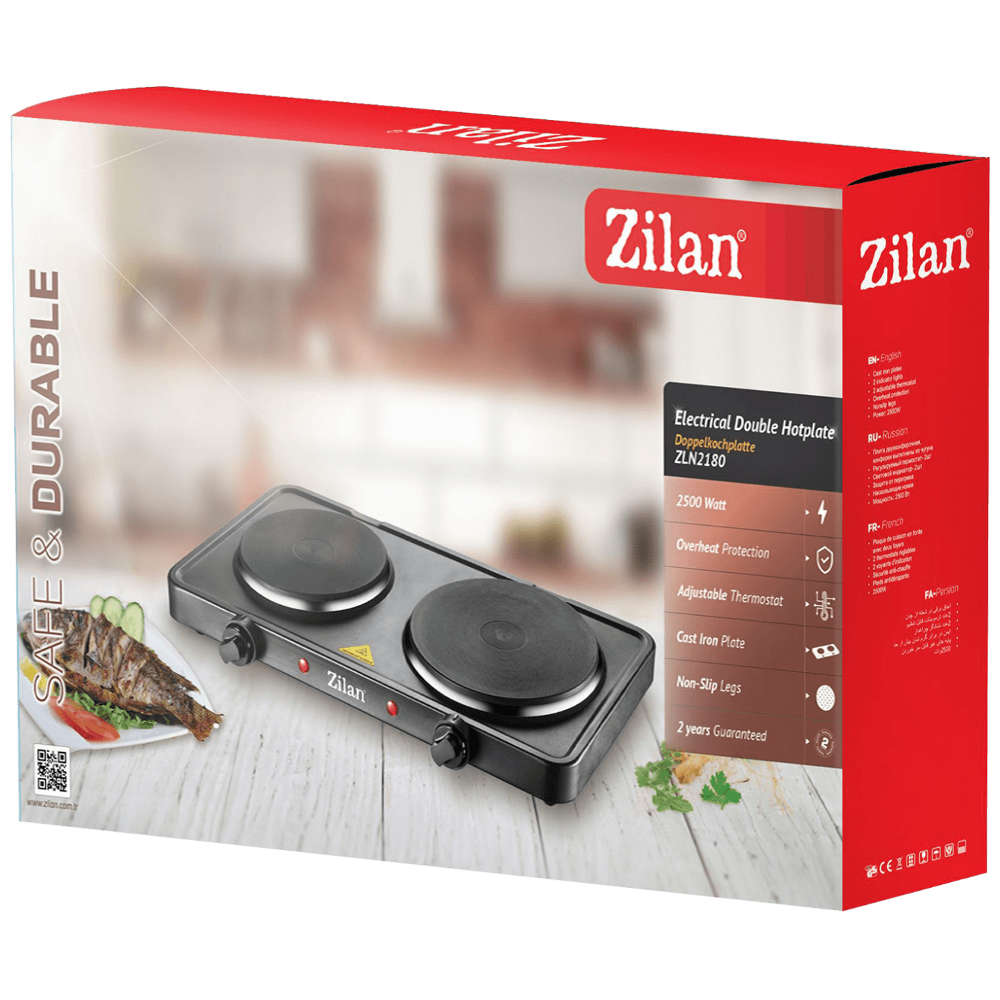 Zilan Električno kuhalo, 2 ploče - 15.5/18.5 cm, 2500 W, bijela - ZLN2180