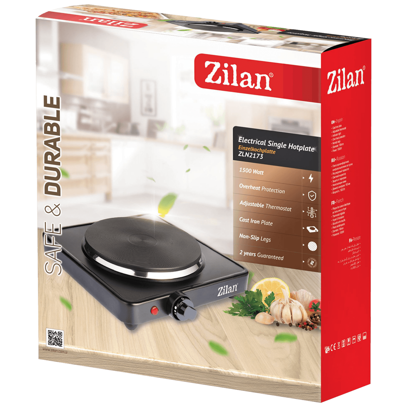 Zilan Električno kuhališče, 1 plošča - 18.5 cm, 1500 W, črna - ZLN2174