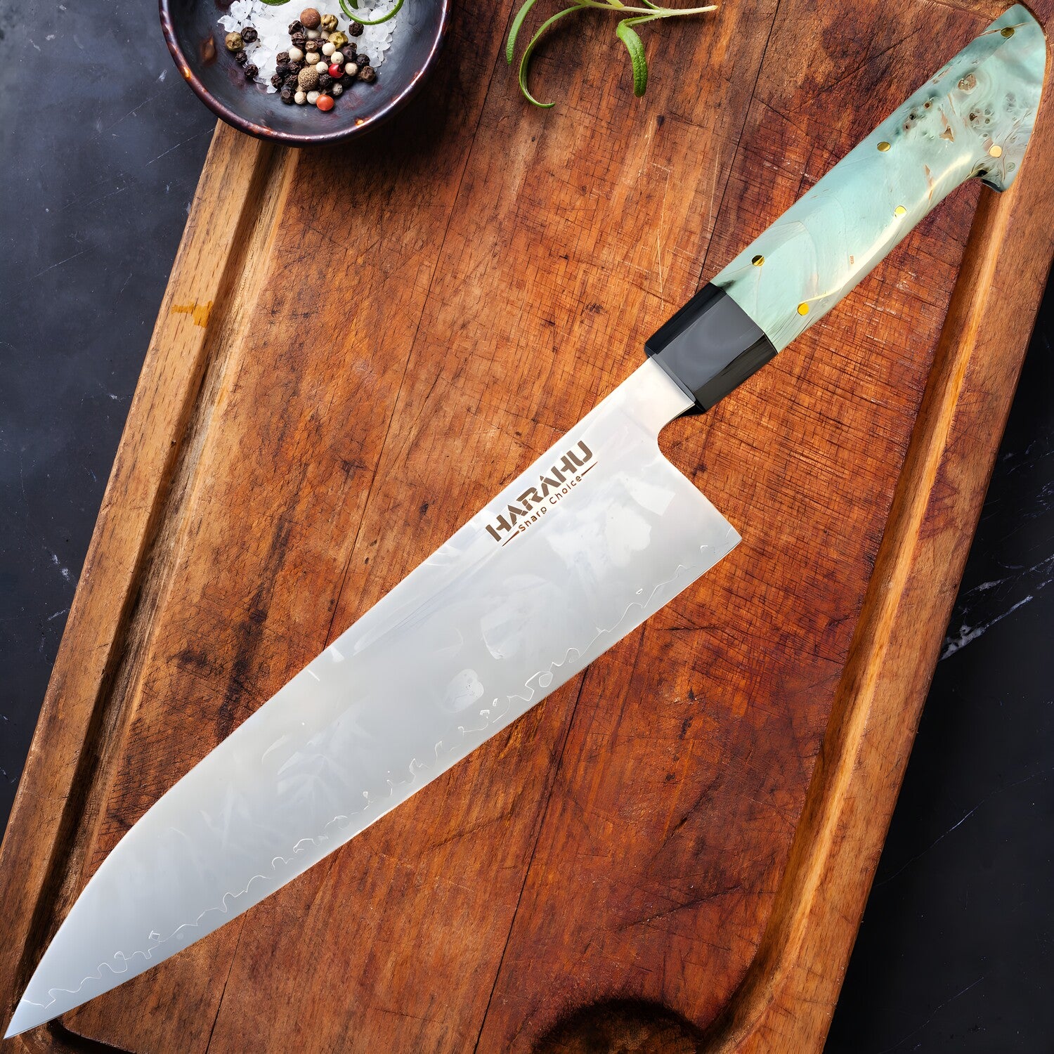 Damaskasti kuhinjski nož SM-39205 - Big Chef / Zelena KP39205