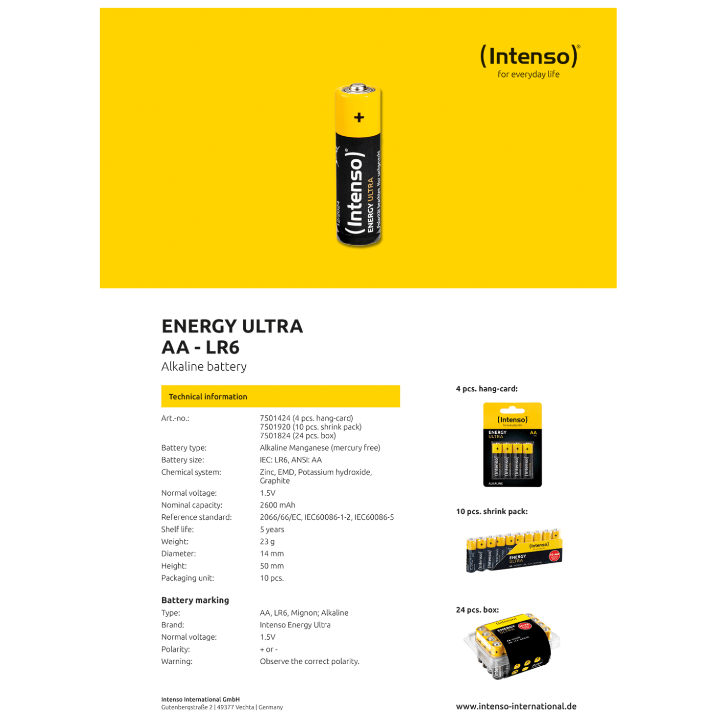 (Intenso) Baterija alkalna, AAA LR03/4, 1,5 V, blister 4 kom
