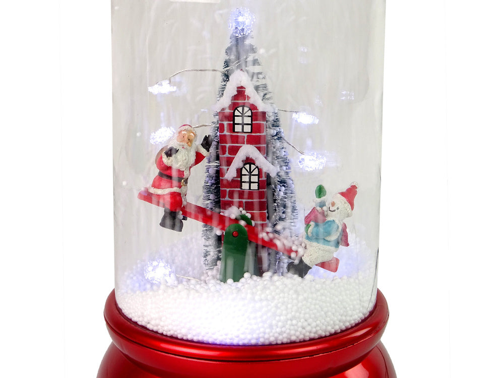 Christmas Dome Decoration Snow Santa Claus Red