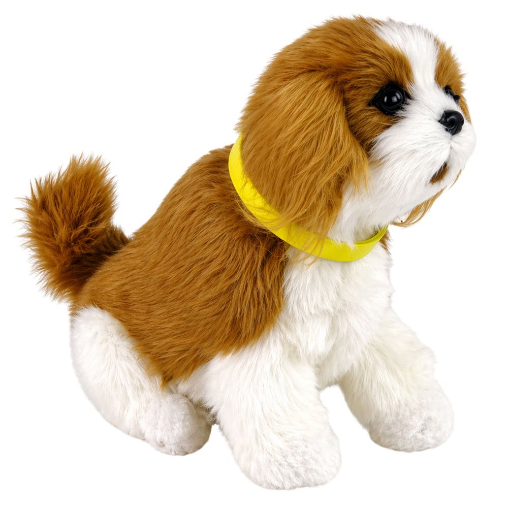 Interactive Plush Dog Soft fur Cavalier breed Stroke its head and learn its functions
