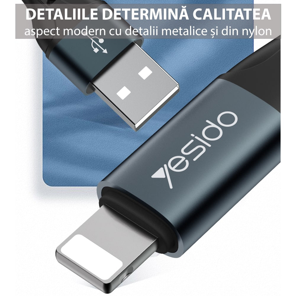 Yesido - Podatkovni kabel (CA-62) - USB na Lightning, 2,4 A, 1,2 m - črn
