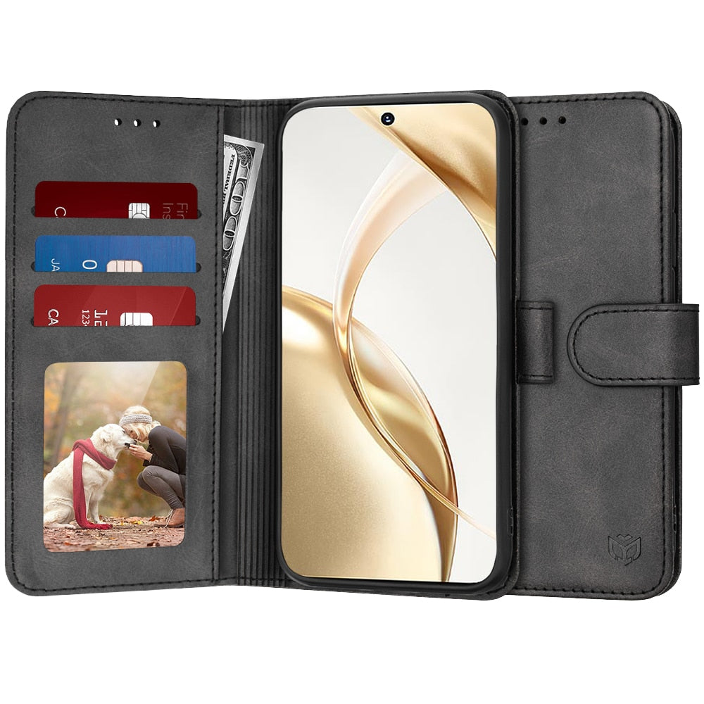 Techsuit Diary Book preklopna maska za Honor 200 - crna