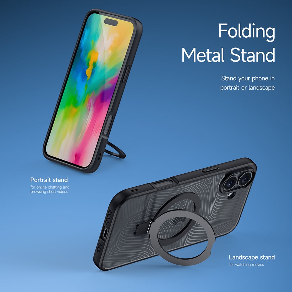 Dux Ducis Aimo Mag ovitek z MagSafe in stojalom za iPhone 16 Plus - črn