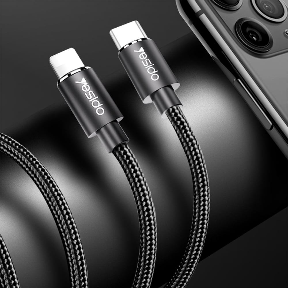 Yesido - podatkovni kabel (CA-56) - Type-C na Lightning, 18W, 2.4A, 1.2m - črn