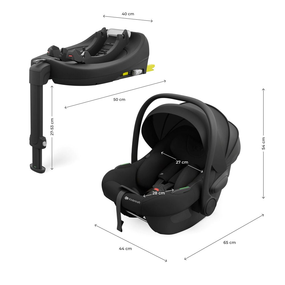 Kinderkraft autosjedalica I-LITE i- Size s ENDURA SAFE FX bazom 0-13 kg (40-87 cm), Black