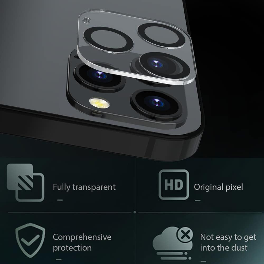 Lito - Zaščitno steklo za kamero za iPhone 12 Pro - črno/prozorno