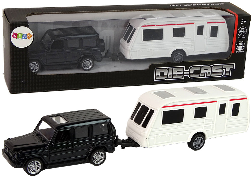 Set vozila za igru auto s kamperom - crno/bijeli