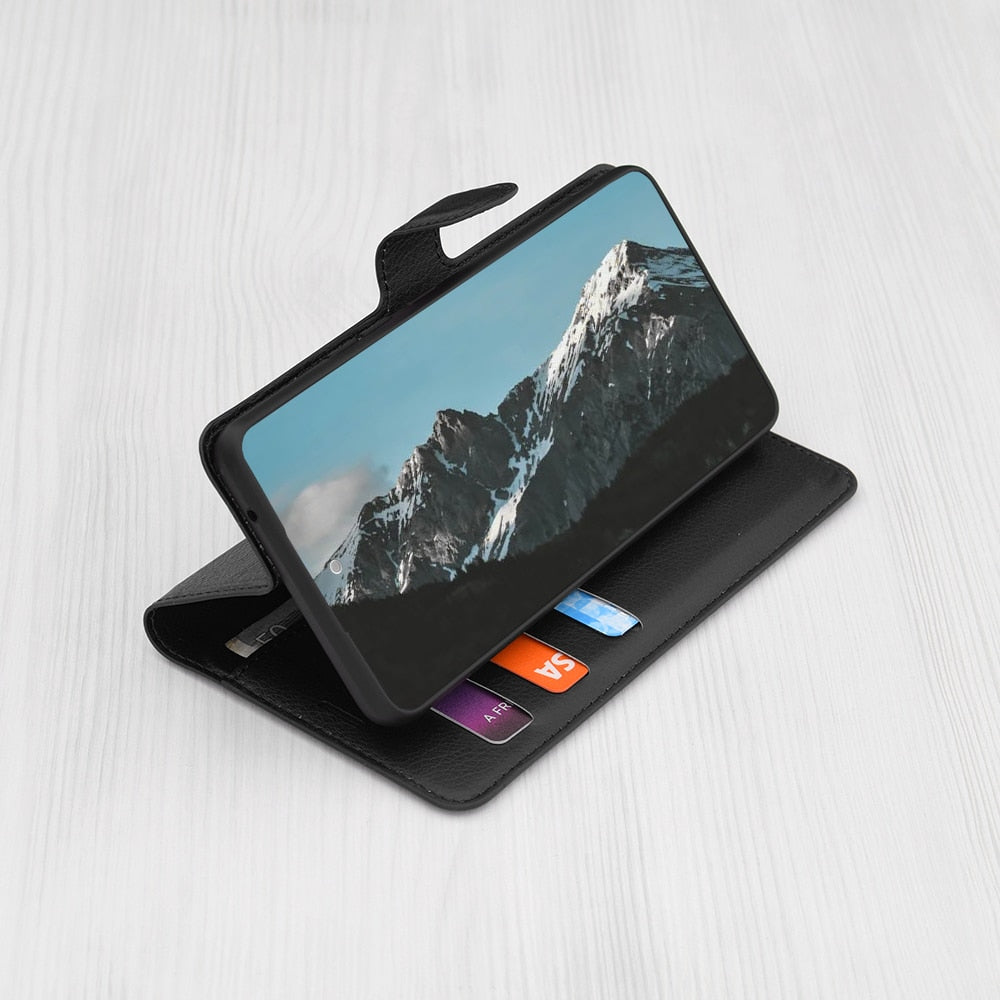 Techsuit Leather Folio preklopna maska za Honor 200 Pro – črna