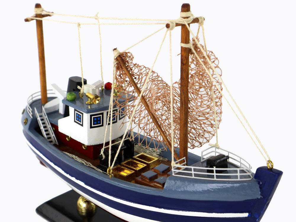 Kolekcionarski model ribarskoga broda 22 cm - tamno plavo/bijeli