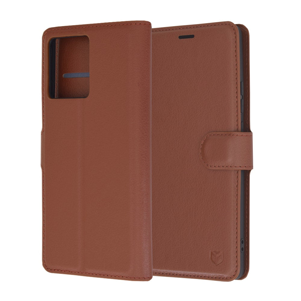 Techsuit Leather Folio preklopna torbica za Motorola Edge 50 Ultra – rjava