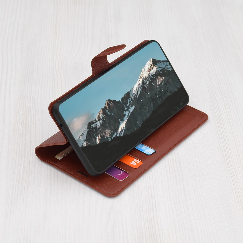 Techsuit Leather Folio preklopna torbica za Motorola Edge 50 Pro – rjava
