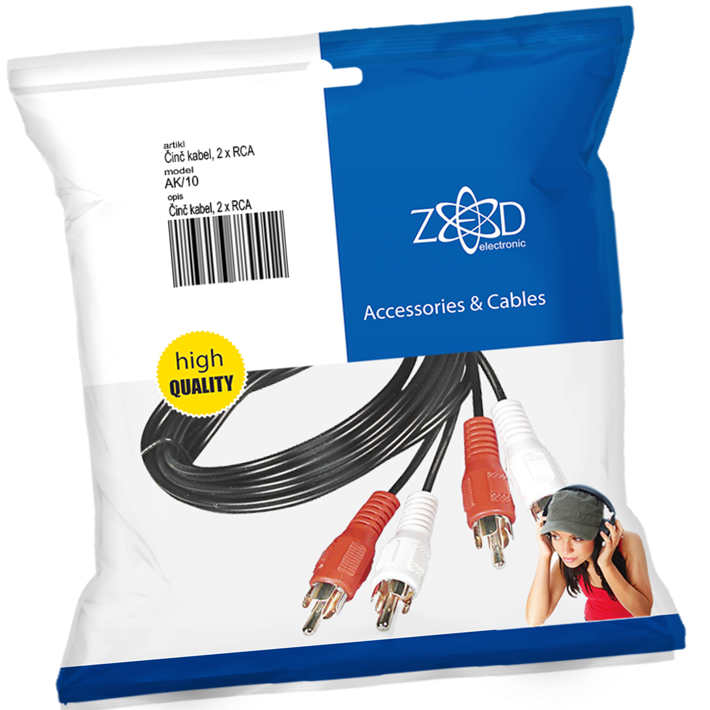 ZED electronic Činč kabl 10 met., 2 x RCA - AK/10