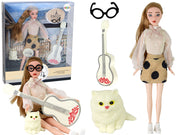 Lutka za igru Emily s bijelom gitarom i mačićem - 30 cm