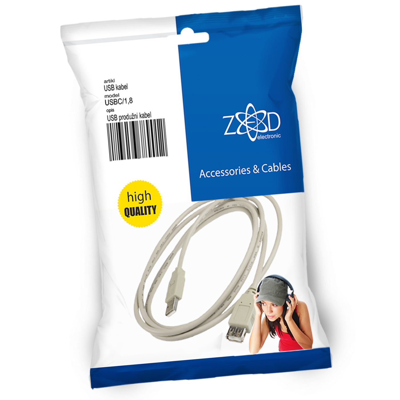 ZED electronic USB produžni kabel, dužina 1.8 metara - USBC/1,8