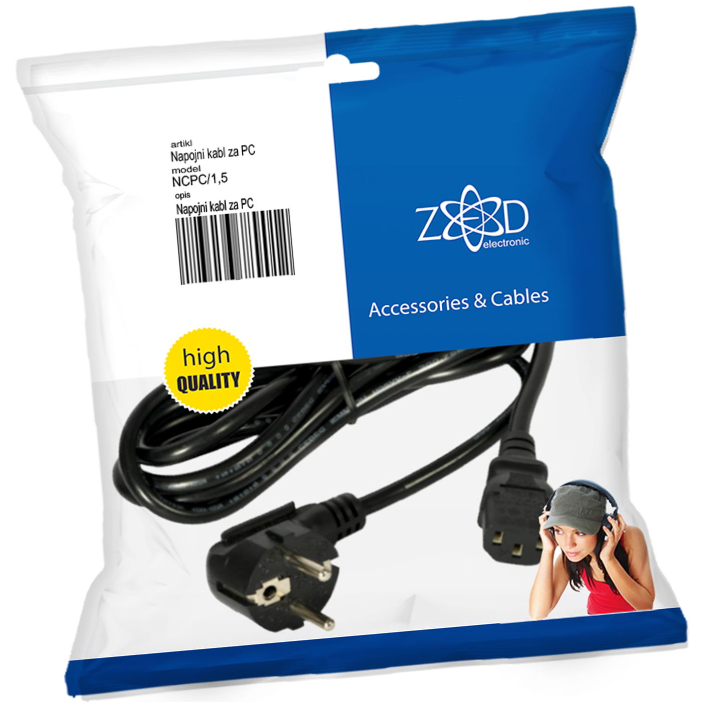 ZED electronic Kabel napojni, za PC, 1.8 met - NCPC/1,5