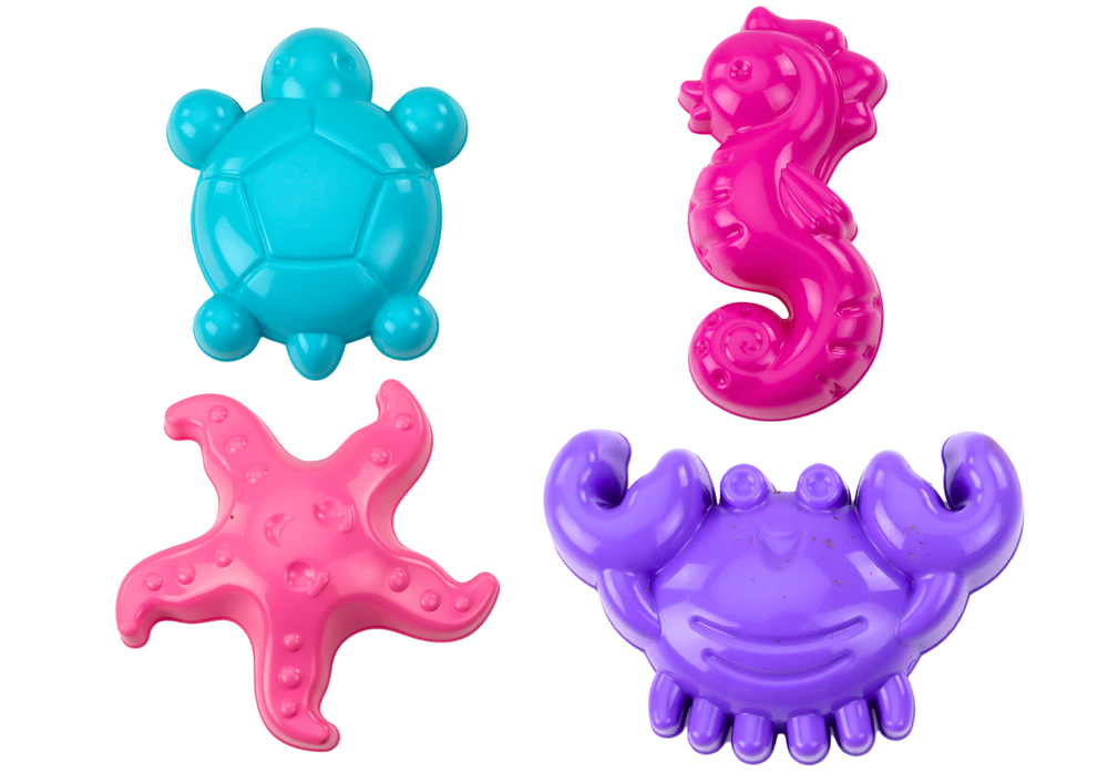 Sea Sand Molds 4 Pieces Crab Turtle Starfish Horse Yellow Green